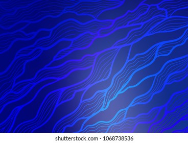 Dark BLUE vector indian curved template. Doodles on blurred abstract background with gradient. The best blurred design for your business.