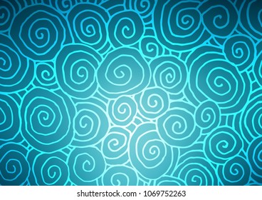 Dark BLUE vector indian curved pattern. An elegant bright illustration with lines in Natural style. A new texture for your design.