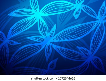 Dark BLUE vector indian curved pattern. A vague abstract illustration with doodles in Indian style. The template can be used as a background for cell phones.