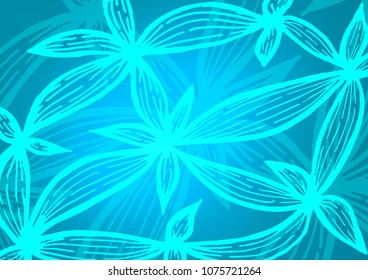 Dark BLUE vector indian curved background. Shining colored illustration with doodles in Zen tangle style. The doodle design can be used for your web site.
