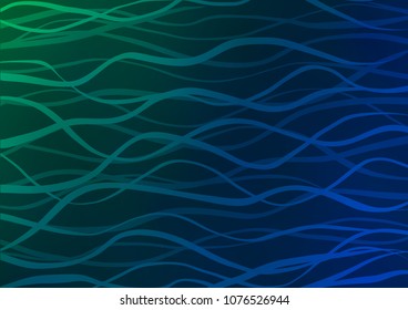 Dark BLUE vector indian curved template. Modern geometrical abstract illustration with doodles. Hand painted design for web, wrapping, wallpaper.