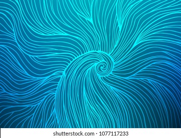 Dark BLUE vector indian curved template. Colorful abstract illustration with lines in Asian style. A completely new design for your business.