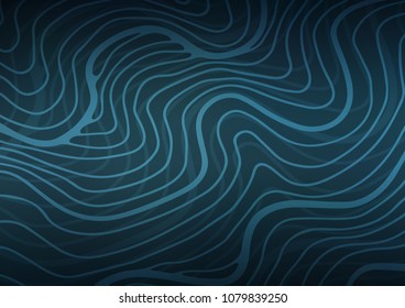 Dark BLUE vector indian curved background. Modern geometrical abstract illustration with doodles. A new texture for your design.