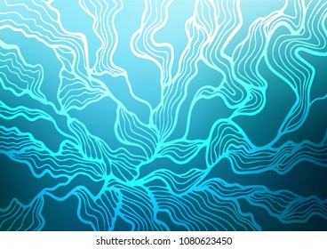 Dark BLUE vector indian curved texture. Colorful abstract illustration with lines in Asian style. A completely new template for your business design.