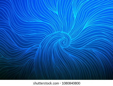 Dark BLUE vector indian curved pattern. Decorative shining illustration with doodles on abstract template. A completely new template for your business design.
