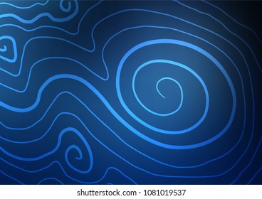 Dark BLUE vector indian curved pattern. Decorative shining illustration with doodles on abstract template. The elegant pattern can be used as a part of a brand book.