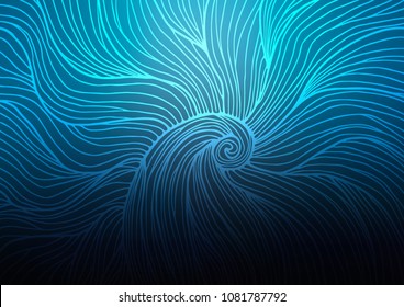 Dark BLUE vector indian curved texture. Colorful illustration in abstract style with doodles and Zen tangles. The best blurred design for your business.