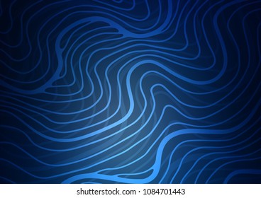 Dark BLUE vector indian curved texture. Sketchy hand drawn doodles on blurred background. The pattern can be used for coloring books and pages for kids.