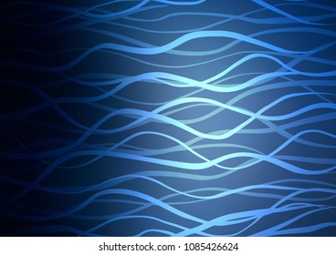 Dark BLUE vector indian curved texture. Glitter abstract illustration with doodles and Zen tangles. A new texture for your design.