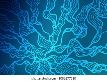 Dark BLUE vector indian curved pattern. A vague abstract illustration with doodles in Indian style. A new texture for your design.