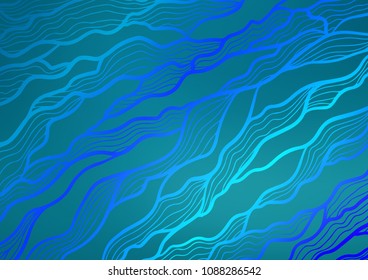 Dark BLUE vector indian curved background. Modern geometrical abstract illustration with doodles. The elegant pattern can be used as a part of a brand book.