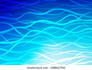 Dark BLUE vector indian curved pattern. Ethnic elegant natural pattern with gradient. The doodle design can be used for your web site.