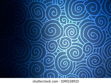 Dark BLUE vector indian curved background. Creative illustration in blurred style with doodles and Zen tangles. The doodle design can be used for your web site.