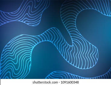 Dark BLUE vector indian curved template. Brand-new colored illustration in blurry style with doodles. The doodle design can be used for your web site.