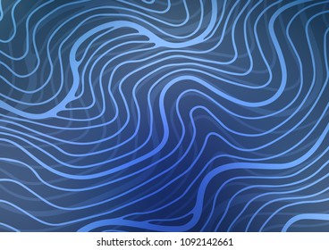 Dark BLUE vector indian curved pattern. Ethnic elegant natural pattern with gradient. The doodle design can be used for your web site.