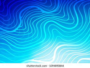 Dark BLUE vector indian curved background. Shining colored illustration with doodles in Zen tangle style. Brand-new style for your business design.