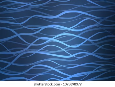 Dark BLUE vector indian curved template. Blurred decorative design in Indian style with Zen tangles. The pattern can be used for wallpapers and coloring books.