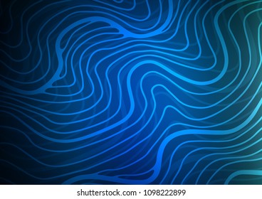 Dark BLUE vector indian curved background. An elegant bright illustration with lines in Natural style. The pattern can be used for coloring books and pages for kids.
