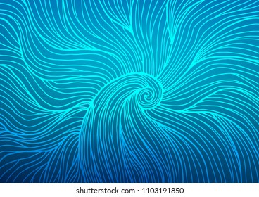 Dark BLUE vector indian curved pattern. Glitter abstract illustration with doodles and Zen tangles. A new texture for your design.