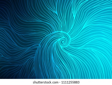 Dark BLUE vector indian curved template. Shining colored illustration with doodles in Zen tangle style. The doodle design can be used for your web site.