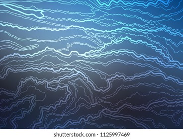 Dark BLUE vector indian curved template. Creative illustration in blurred style with doodles and Zen tangles. The best blurred design for your business.