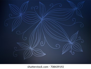Dark BLUE vector indian curved pattern. Blurred decorative design in Indian style with zentangles. A completely new template for your business design.