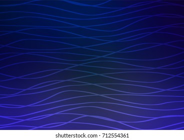 Dark BLUE vector indian curved background. Brand-new colored illustration in blurry style with doodles. Hand painted design for web, wrapping, wallpaper.