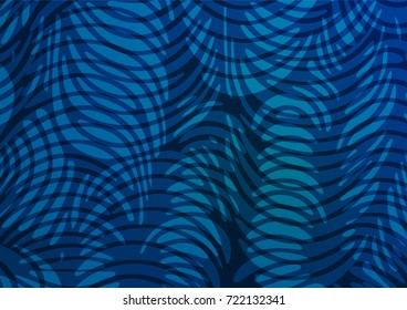 Dark BLUE vector indian curved template. An elegant bright illustration with lines in Natural style. The elegant pattern can be used as a part of a brand book.