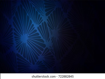 Dark BLUE vector indian curved background. Glitter abstract illustration with doodles and Zen tangles. The textured pattern can be used for website.