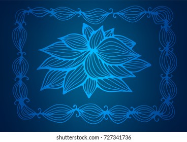Dark BLUE vector indian curved texture. Geometric doodle illustration in Origami style with gradient. The template can be used as a background for cell phones.