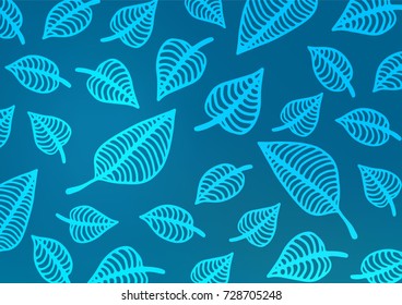 Dark BLUE vector indian curved texture. Ethnic elegant natural pattern with gradient. Hand painted design for web, leaflet, textile.