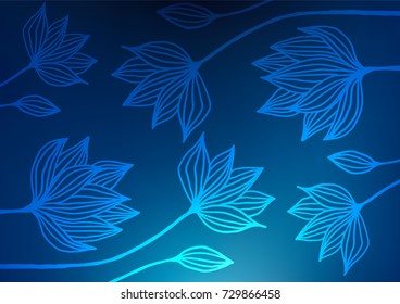 Dark BLUE vector indian curved texture. A vague abstract illustration with doodles in Indian style. The pattern can be used for heads of websites and designs.