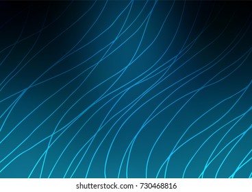 Dark BLUE vector indian curved background. Blurred decorative design in Indian style with lines. The best blurred design for your business.