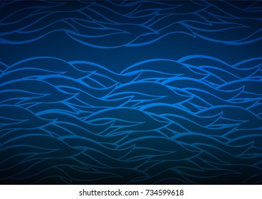 Dark BLUE vector indian curved background. Glitter abstract illustration with doodles and Zen tangles. The elegant pattern can be used as a part of a brand book.