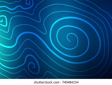 Dark BLUE vector indian curved pattern. Glitter abstract illustration with doodles and Zen tangles. The textured pattern can be used for website.