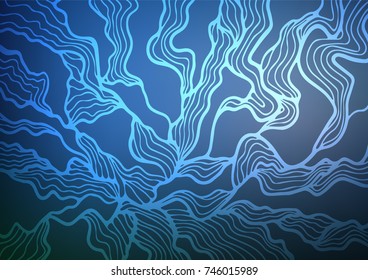 Dark BLUE vector indian curved pattern. Ethnic elegant natural pattern with gradient. The template can be used as a background for cell phones.
