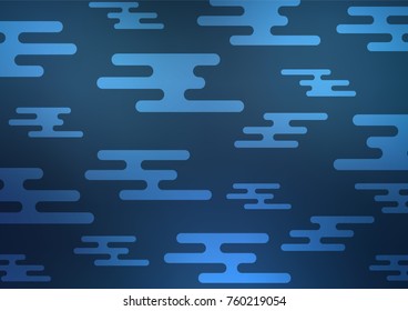 Dark BLUE vector indian curved background. Decorative shining illustration with doodles on abstract template. The textured pattern can be used for website.