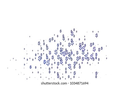 Dark BLUE vector layout with banking symbols. Colored symbols of USA money with gradient on white background. Best design for your ad, poster, banner of USD money.