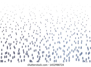 Dark BLUE vector layout with banking symbols. Illustration with USD signs on white template. The pattern can be used as ads, poster, banner for payments.