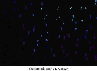 Dark BLUE vector layout with banking symbols. Modern abstract illustration with symbols of digital money. Pattern for financial, investment websites.