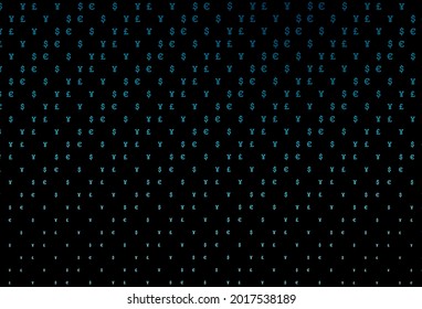 Dark blue vector layout with banking symbols. Illustration with dollar, USD, usa signs on white template. The pattern can be used for ad, booklets, leaflets of banks.