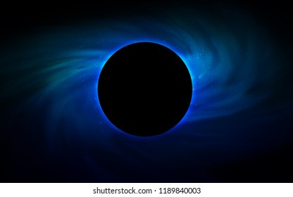 Dark BLUE vector layout with a black hole, universe. Gradient colorful illustration with a black hole, stars. Backdrop for ads, leaflets of Black Friday.