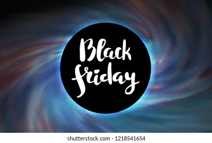 Dark BLUE vector layout with a black hole, universe. Colorful black hole with shining night sky stars. Pattern for posters, banners of sales.