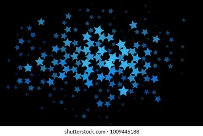Dark BLUE vector layout with bright stars. Blurred decorative design in simple style with stars. The template can be used as a background.