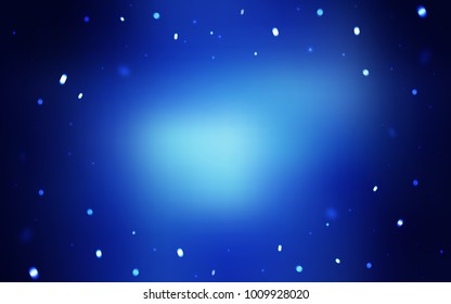 Dark BLUE vector layout with bright snowflakes. Blurred decorative design in xmas style with snow. The pattern can be used for new year ad, booklets.