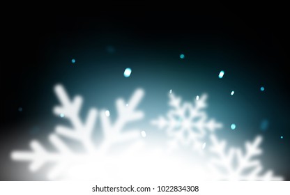 Dark BLUE vector layout with bright snowflakes. Glitter abstract illustration with crystals of ice. The pattern can be used for new year leaflets.