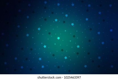 Dark BLUE vector layout with bright stars. Blurred decorative design in simple style with stars. The pattern can be used for wrapping gifts.