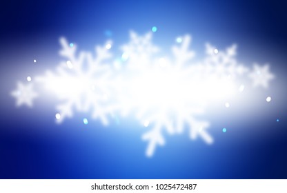 Dark BLUE vector layout with bright snowflakes. Shining colored illustration with snow in christmas style. The template can be used as a new year background.