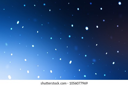 Dark BLUE vector layout with bright snowflakes. Decorative shining illustration with snow on abstract template. The pattern can be used for year new  websites.
