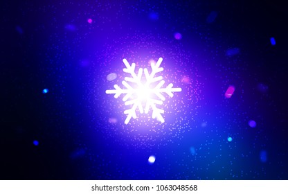 Dark BLUE vector layout with bright snowflakes. Shining colored illustration with snow in christmas style. New year design for your business advert.